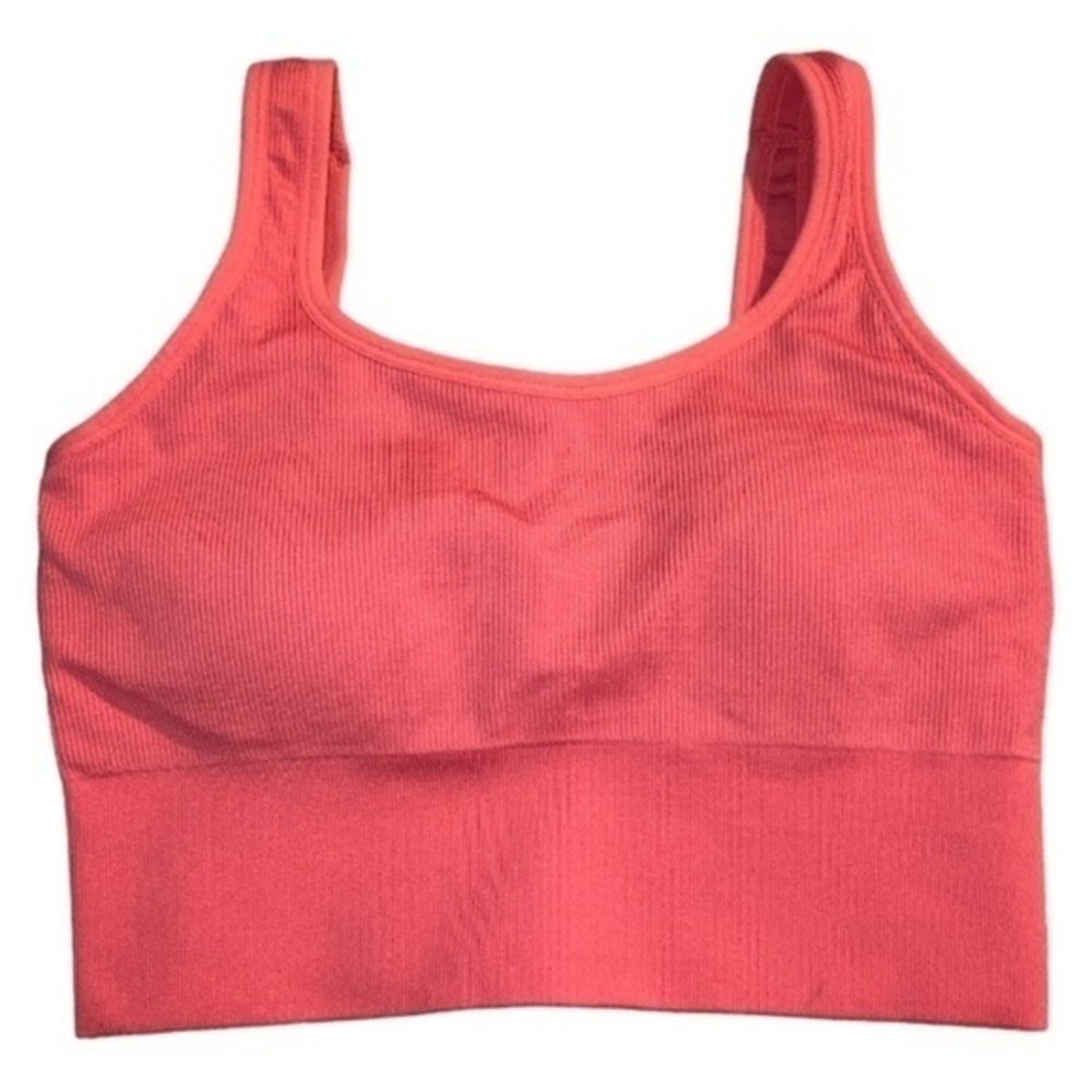 J. Crew SculptStretch Squareneck Longline Ribbed Sports Bra in Coral size XS - Picture 2 of 7